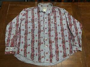 Wrangler Long Sleeve Western Pearl Snap Shirt Blue White Gingham Floral Print